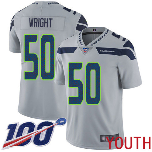Seattle Seahawks Limited Grey Youth K.J. Wright Alternate Jersey NFL Football #50 100th Season Vapor Untouchable->women nfl jersey->Women Jersey